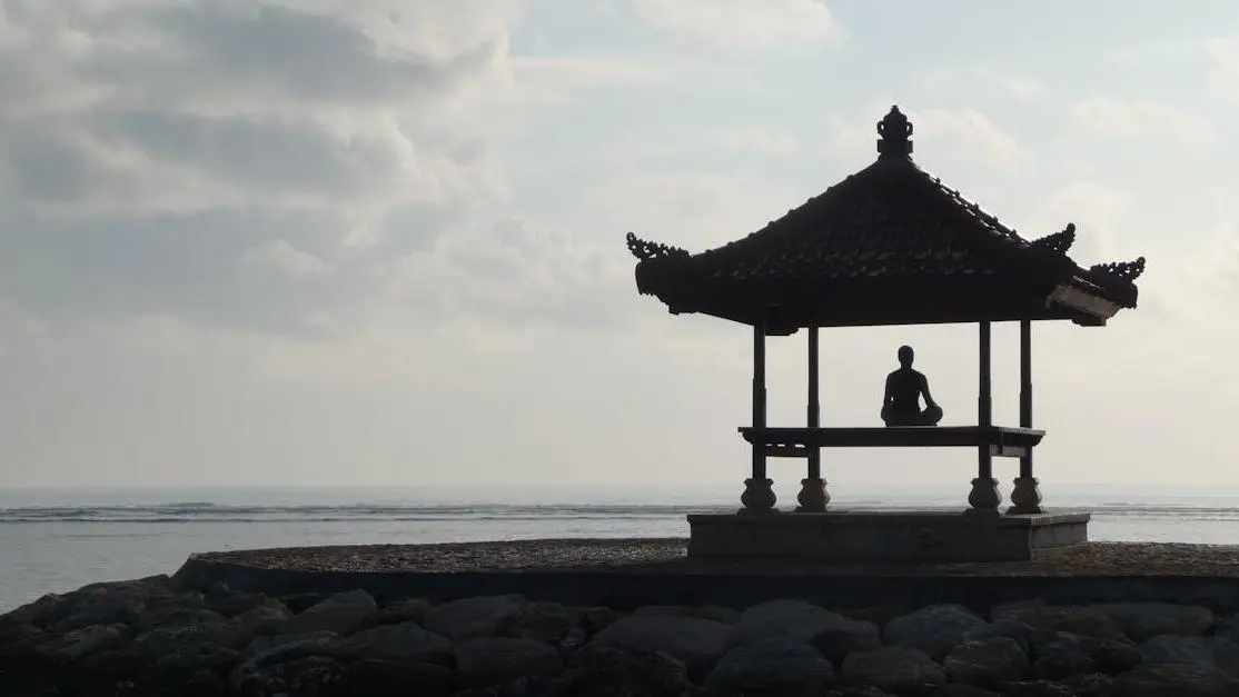 Meditating in Seaside Gazebo for Choosing a Retreat Venue