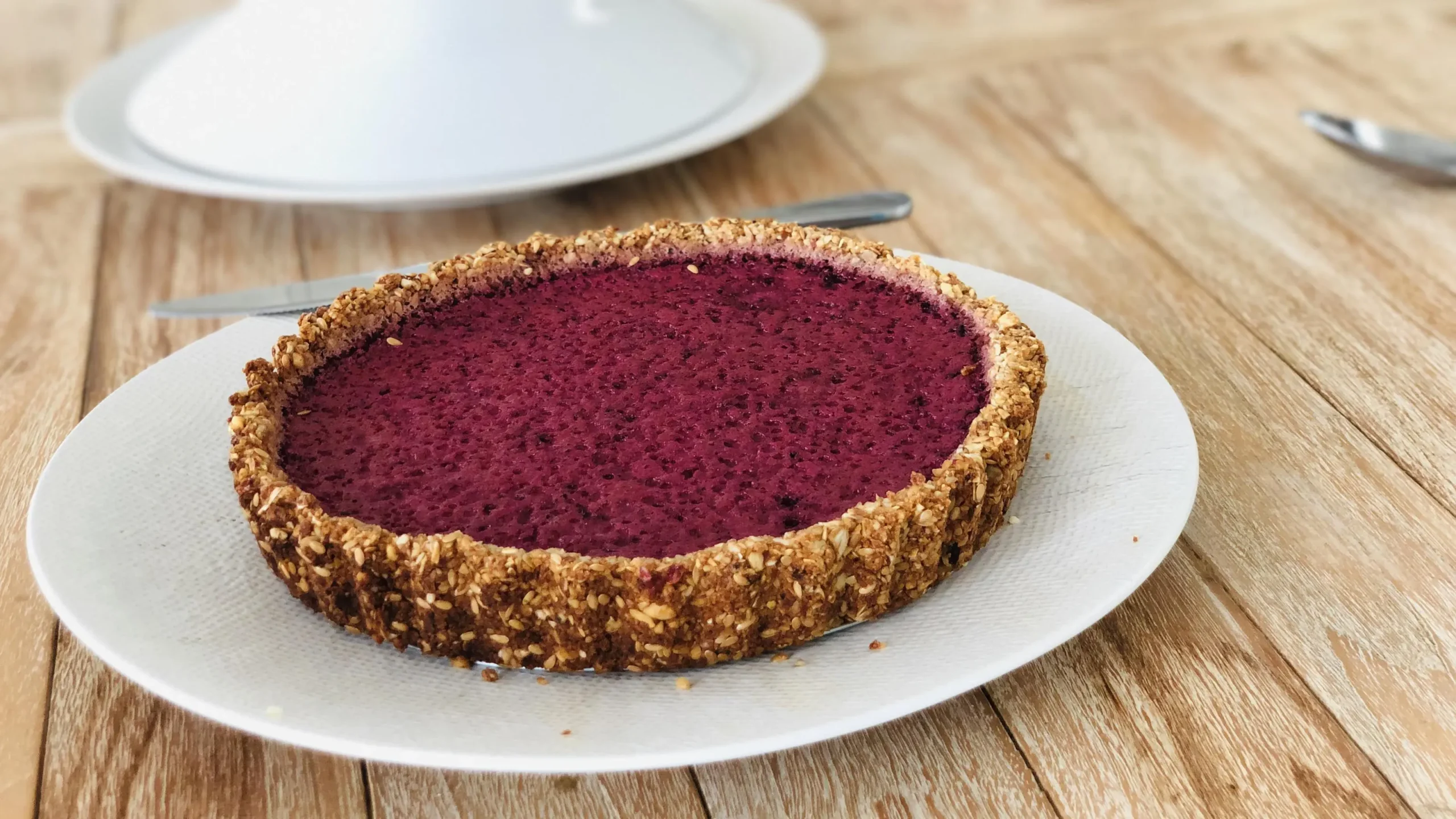 Cake on a plate, setting for retreat for deep introspection.