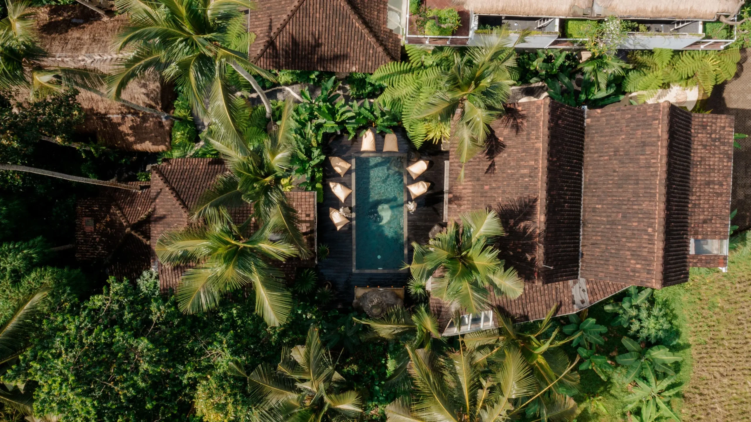 Romantic couples retreat Bali with tropical resort, private pool, and lush greenery